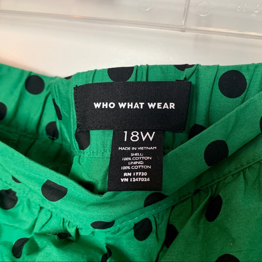 Who What Wear Green Polka Dot Tiered Midi Skirt - Picture 3 of 3